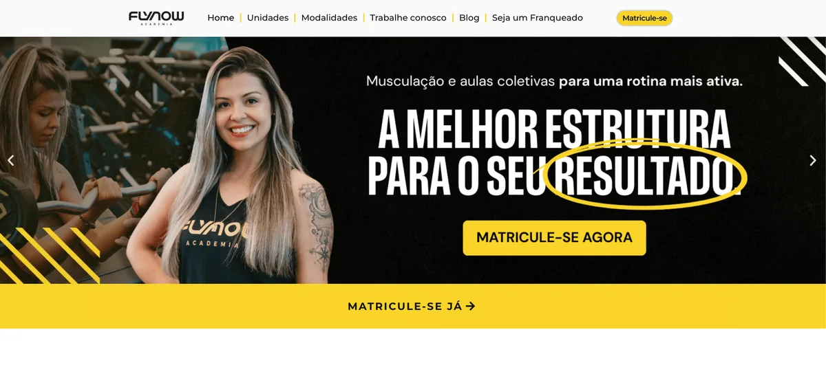 Site da Academia Flynow